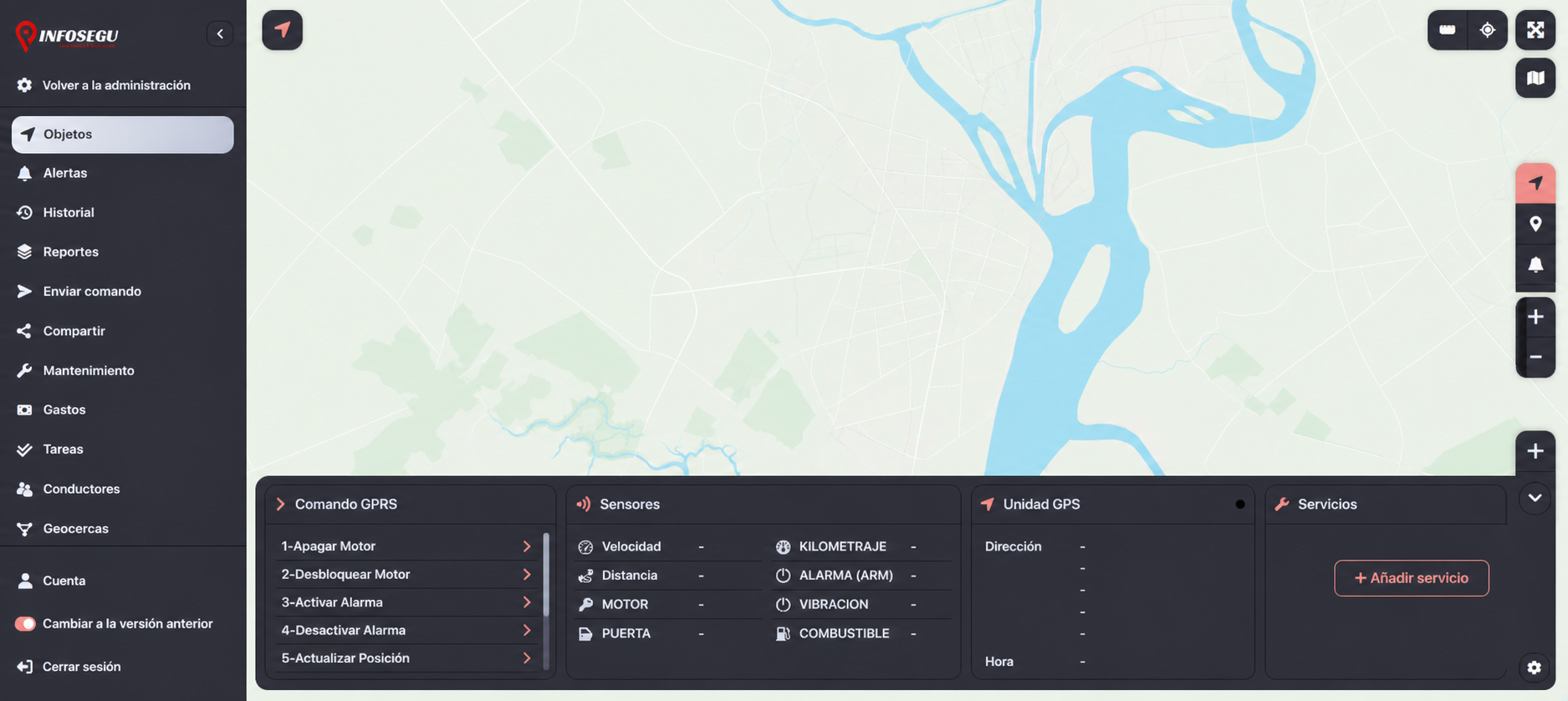 Vista de referencia de la plataforma GPS
